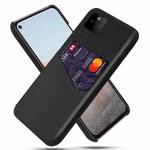 For Google Pixel 5a 5G Cloth Texture PC + PU Leather Back Cover Shockproof Case with Card Slot(Black)