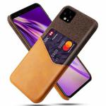 For Google Pixel 4 Cloth Texture PC + PU Leather Back Cover Shockproof Case with Card Slot(Orange)