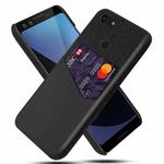 For Google Pixel 3 Cloth Texture PC + PU Leather Back Cover Shockproof Case with Card Slot(Black)