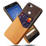 For Google Pixel 3a Cloth Texture PC + PU Leather Back Cover Shockproof Case with Card Slot(Orange)