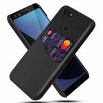 For Google Pixel 3 XL Cloth Texture PC + PU Leather Back Cover Shockproof Case with Card Slot(Black)