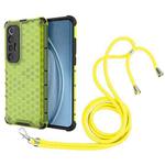 For Xiaomi Mi 10S Shockproof Honeycomb PC + TPU Case with Neck Lanyard(Green)