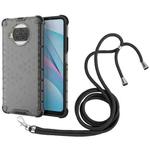 For Xiaomi Mi 10T Lite 5G Shockproof Honeycomb PC + TPU Case with Neck Lanyard(Black)