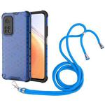 For Xiaomi Mi 10T / 10T Pro Shockproof Honeycomb PC + TPU Case with Neck Lanyard(Blue)