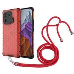 For Xiaomi Mi 11 Pro Shockproof Honeycomb PC + TPU Case with Neck Lanyard(Red)