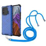 For Xiaomi Mi 11 Pro Shockproof Honeycomb PC + TPU Case with Neck Lanyard(Blue)