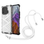 For Xiaomi Mi 11 Pro Shockproof Honeycomb PC + TPU Case with Neck Lanyard(White)