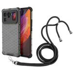 For Xiaomi Mi 11 Ultra Shockproof Honeycomb PC + TPU Case with Neck Lanyard(Black)