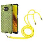 For Xiaomi Poco X3 NFC Shockproof Honeycomb PC + TPU Case with Neck Lanyard(Green)