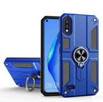 For LG K22 Carbon Fiber Pattern PC + TPU Protective Case with Ring Holder(Dark Blue)