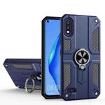 For LG K22 Carbon Fiber Pattern PC + TPU Protective Case with Ring Holder(Blue)
