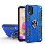 For LG K42 Carbon Fiber Pattern PC + TPU Protective Case with Ring Holder(Dark Blue)