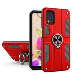 For LG K42 Carbon Fiber Pattern PC + TPU Protective Case with Ring Holder(Red)