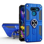 For LG K50 Carbon Fiber Pattern PC + TPU Protective Case with Ring Holder(Dark Blue)