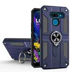 For LG K50 Carbon Fiber Pattern PC + TPU Protective Case with Ring Holder(Blue)