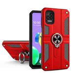 For LG K52 Carbon Fiber Pattern PC + TPU Protective Case with Ring Holder(Red)