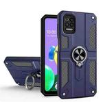 For LG K52 Carbon Fiber Pattern PC + TPU Protective Case with Ring Holder(Blue)