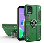 For LG K52 Carbon Fiber Pattern PC + TPU Protective Case with Ring Holder(Green)