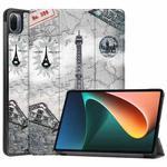 For Xiaomi Pad 5 Custer Painted PU Leather Case with Sleep / Wake-up Function & 3-Fold Holder(Retro Tower)