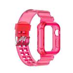 Silicone Integrated Watch Band For Apple Watch Series 8&7 41mm / SE 2&6&SE&5&4 40mm / 3&2&1 38mm(Transparent Rose Red)