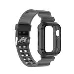 Silicone Integrated Watch Band For Apple Watch Series 8&7 45mm / SE 2&6&SE&5&4 44mm / 3&2&1 42mm(Transparent Black)
