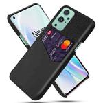 For OnePlus 9 Cloth Texture PC + PU Leather Back Cover Shockproof Case with Card Slot(Black)