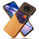 For OnePlus 7T Cloth Texture PC + PU Leather Back Cover Shockproof Case with Card Slot(Orange)