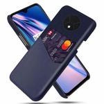 For OnePlus 7T Cloth Texture PC + PU Leather Back Cover Shockproof Case with Card Slot(Blue)