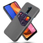 For OnePlus 7T Pro Cloth Texture PC + PU Leather Back Cover Shockproof Case with Card Slot(Grey)