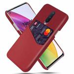 For OnePlus 8 Cloth Texture PC + PU Leather Back Cover Shockproof Case with Card Slot(Red)