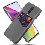 For OnePlus 8 Cloth Texture PC + PU Leather Back Cover Shockproof Case with Card Slot(Grey)