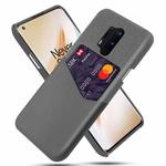 For OnePlus 8 Pro Cloth Texture PC + PU Leather Back Cover Shockproof Case with Card Slot(Grey)