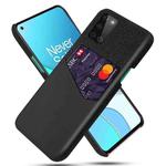 For OnePlus 8T Cloth Texture PC + PU Leather Back Cover Shockproof Case with Card Slot(Black)
