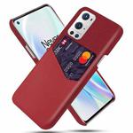 For OnePlus 9 Pro Cloth Texture PC + PU Leather Back Cover Shockproof Case with Card Slot(Red)