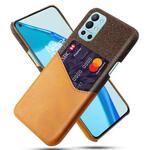 For OnePlus 9R Cloth Texture PC + PU Leather Back Cover Shockproof Case with Card Slot(Orange)