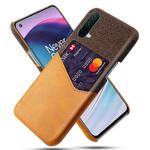 For OnePlus Nord CE 5G Cloth Texture PC + PU Leather Back Cover Shockproof Case with Card Slot(Orange)