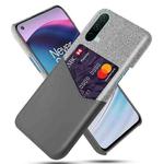 For OnePlus Nord CE 5G Cloth Texture PC + PU Leather Back Cover Shockproof Case with Card Slot(Grey)