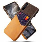 For OnePlus Nord Cloth Texture PC + PU Leather Back Cover Shockproof Case with Card Slot(Orange)