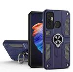 For Tecno Camon 17 Carbon Fiber Pattern PC + TPU Protective Case with Ring Holder(Blue)