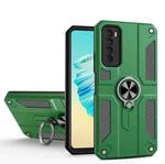 For Tecno Camon 17 Pro Carbon Fiber Pattern PC + TPU Protective Case with Ring Holder(Green)