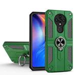For Tecno Spark 6 Carbon Fiber Pattern PC + TPU Protective Case with Ring Holder(Green)