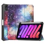 For iPad mini 6 Colored Drawing Horizontal Flip TPU + PU Leather Tablet Case with Three-folding Holder & Sleep / Wake-up Function & Pen Slot(Galaxy)