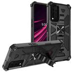 For T-Mobile REVVL V+ 5G Shockproof TPU + PC Magnetic Protective Case with Holder(Black)