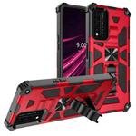 For T-Mobile REVVL V+ 5G Shockproof TPU + PC Magnetic Protective Case with Holder(Red)