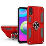 For Samsung Galaxy M02 Carbon Fiber Pattern PC + TPU Protective Case with Ring Holder(Red)