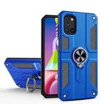 For Samsung Galaxy A03s (166.6mm) Carbon Fiber Pattern PC + TPU Protective Case with Ring Holder(Dark Blue)