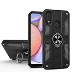 For Samsung Galaxy A10s Carbon Fiber Pattern PC + TPU Protective Case with Ring Holder(Black)