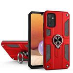 For Samsung Galaxy A32 4G Carbon Fiber Pattern PC + TPU Protective Case with Ring Holder(Red)