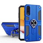 For Samsung Galaxy A50s Carbon Fiber Pattern PC + TPU Protective Case with Ring Holder(Dark Blue)