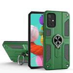 For Samsung Galaxy A51 4G Carbon Fiber Pattern PC + TPU Protective Case with Ring Holder(Green)
